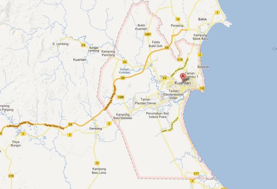 Kuantan Map – Malaysia, Kuantan, Malaysia, Hyatt Kuantan, Johor Malaysia