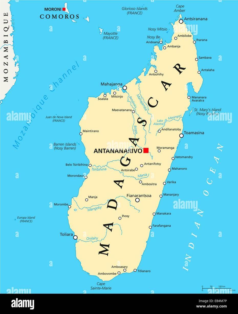 Madagascar Political Map With Capital Antananarivo, National Borders …, Antananarivo, Madagascar, Madagascar Regions, Madagascar Tourist