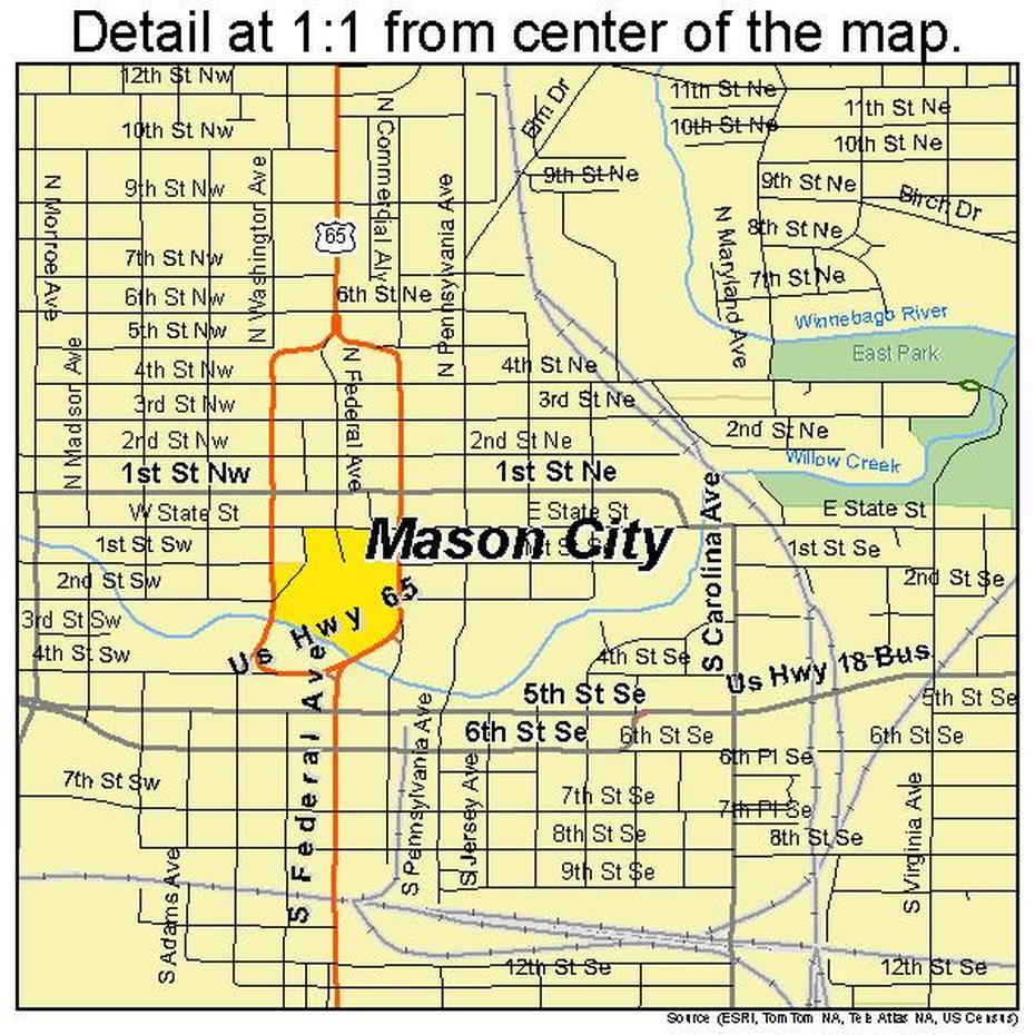 Mason City Iowa Street Map 1950160, Mason City, United States, United States  Major Cities, Major United States Road