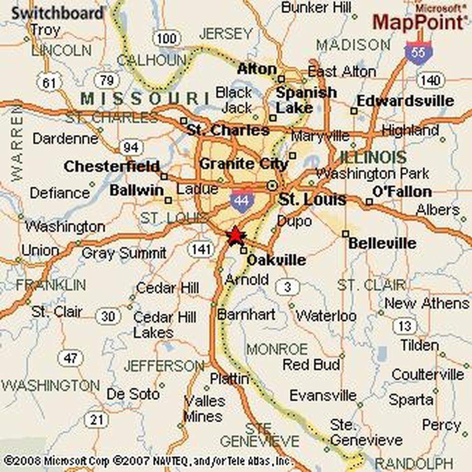 Mehlville, Missouri Area Map & More, Mehlville, United States, United States  Color, United States  With City