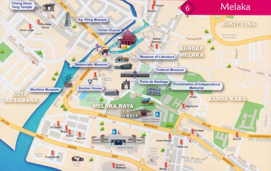 Melacca Tourist Map – Melaka Malaysia  Mappery, Melaka, Malaysia, Malacca  Location, Malacca City