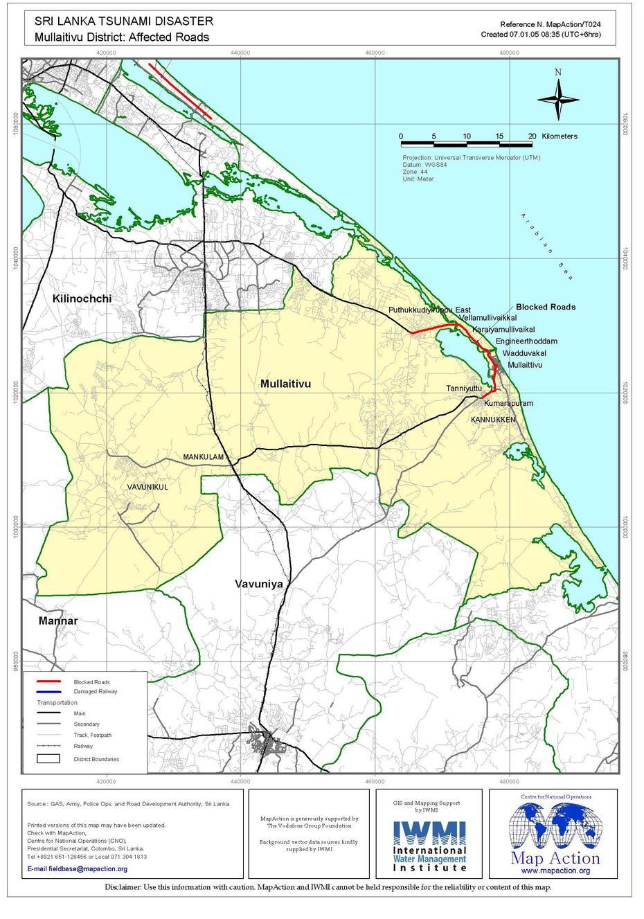 Mullaitivu District: Affected Roads – Task024_160Dpi_Affectedroads …, Mullaittivu, Sri Lanka, Ratnapura Sri Lanka, Vavuniya Sri Lanka