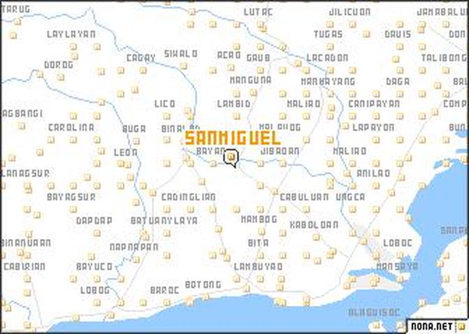 San Miguel (Philippines) Map – Nona, San Miguel, Philippines, San Miguel Ca, San Miguel Azores