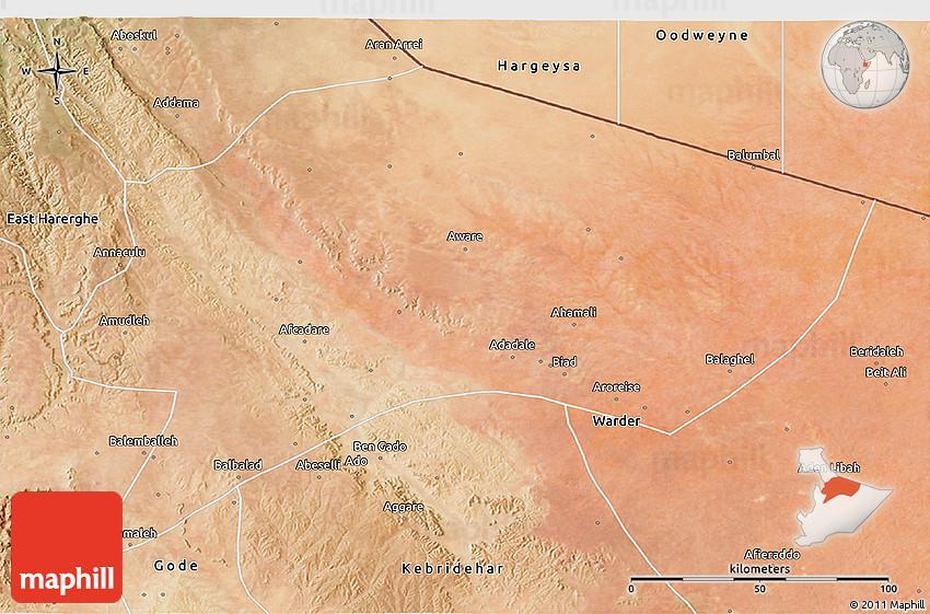 Satellite 3D Map Of Degehabur, Degeh Bur, Ethiopia, Ethiopia Road, Ethiopia  Simple