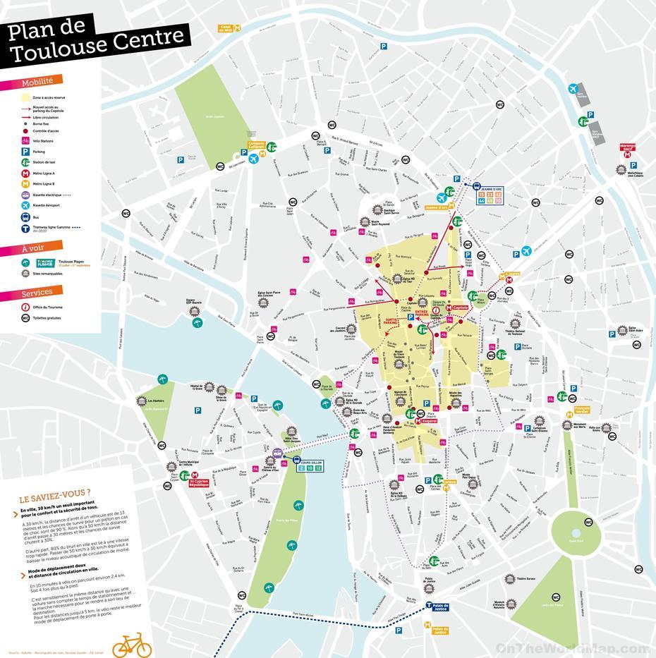 Toulouse Tourist Attractions Map, Toulouse, France, County Of Toulouse, Lourdes France