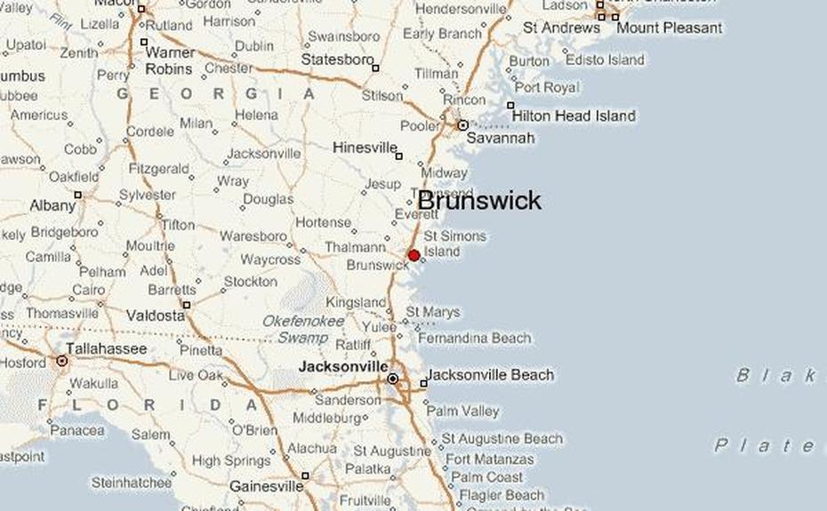 Brunswick, Georgia Location Guide, Brunswick, United States, United States  Colored, United States  With Capitals Only