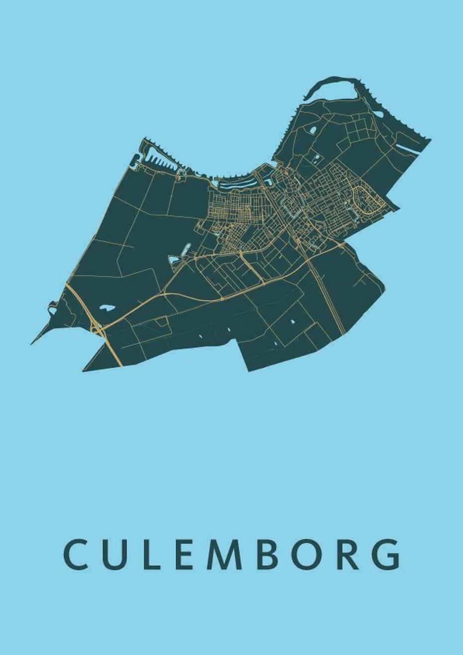 Culemborg Azure Stadskaart Poster | Kunst In Kaart, Culemborg, Netherlands, Culemborg, Netherlands