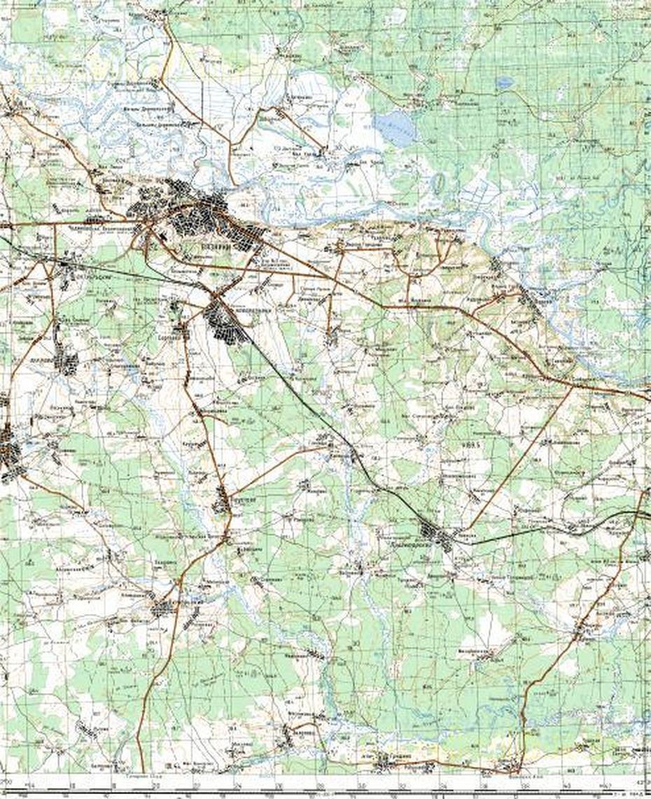 Download Topographic Map In Area Of Vyazniki, Paustovo, Denisovo …, Vyazniki, Russia, Russia  With Countries, Western Russia