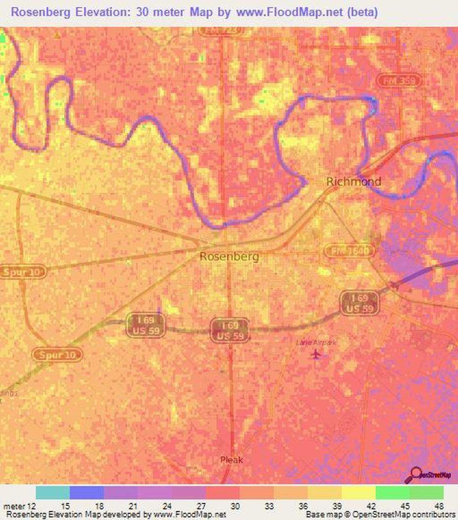 Elevation Of Rosenberg,Us Elevation Map, Topography, Contour, Rosenberg, United States, Sulzbach-Rosenberg Germany, Houston