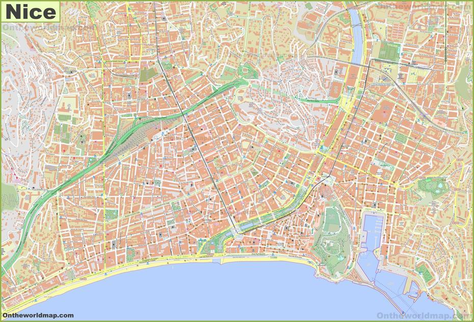 Large Detailed Map Of Nice, Nice, France, Nice France Streets, Nice France Tourism