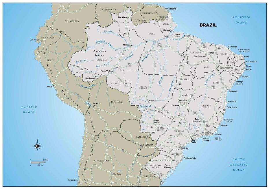 Large Detailed Political And Administrative Map Of Brazil With Highways …, Anajás, Brazil, Anja  Gorges, Afiingi
