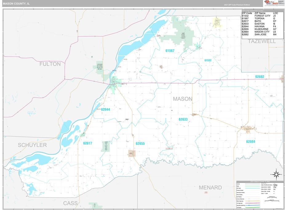 Mason County, Il Wall Map Premium Style By Marketmaps, Mason, United States, United States  Simple, Cool United States