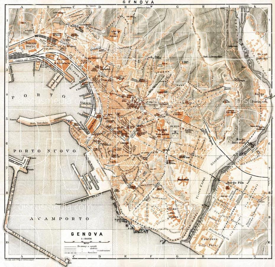 Old Map Of Genoa (Genova) In 1898. Buy Vintage Map Replica Poster Print …, Genoa, Italy, Savona Italy, Genoa City