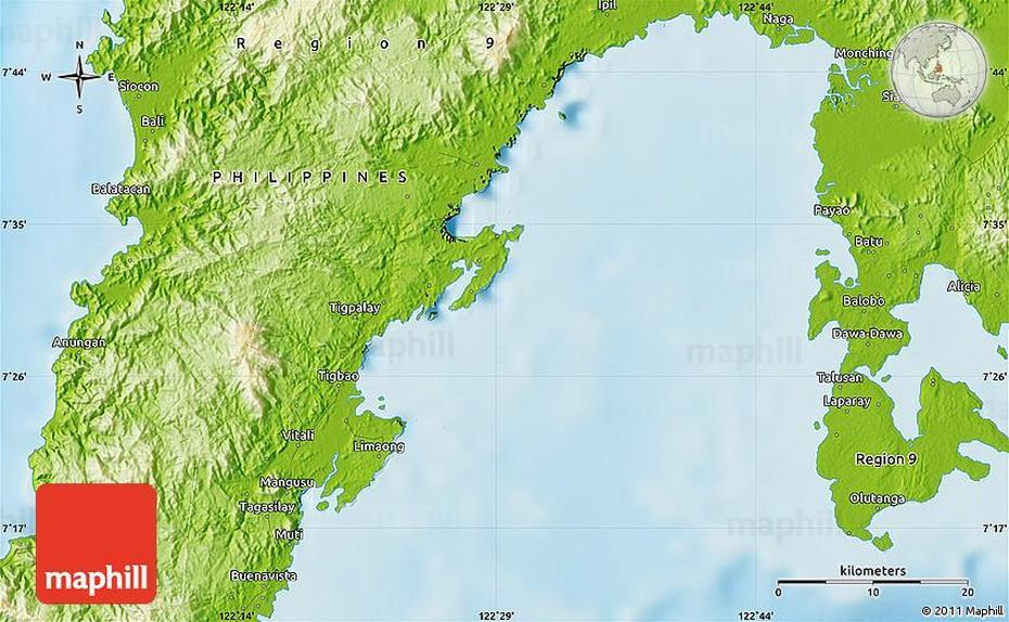 Physical Map Of Talusan, Talusan, Philippines, Luzon, Philippines Travel