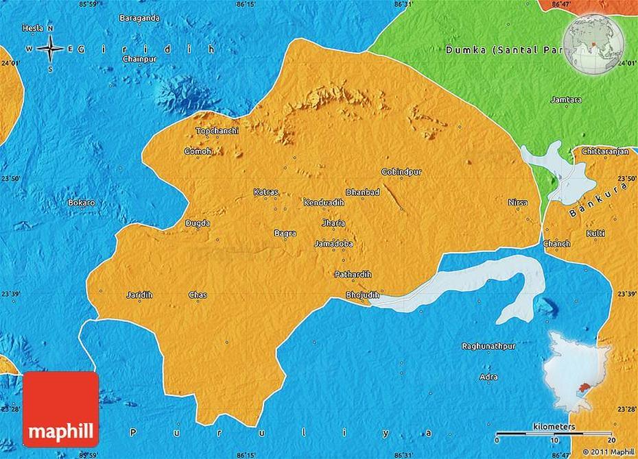 Political Map Of Dhanbad, Dhanbād, India, Bareilly India, Bokaro Steel City India