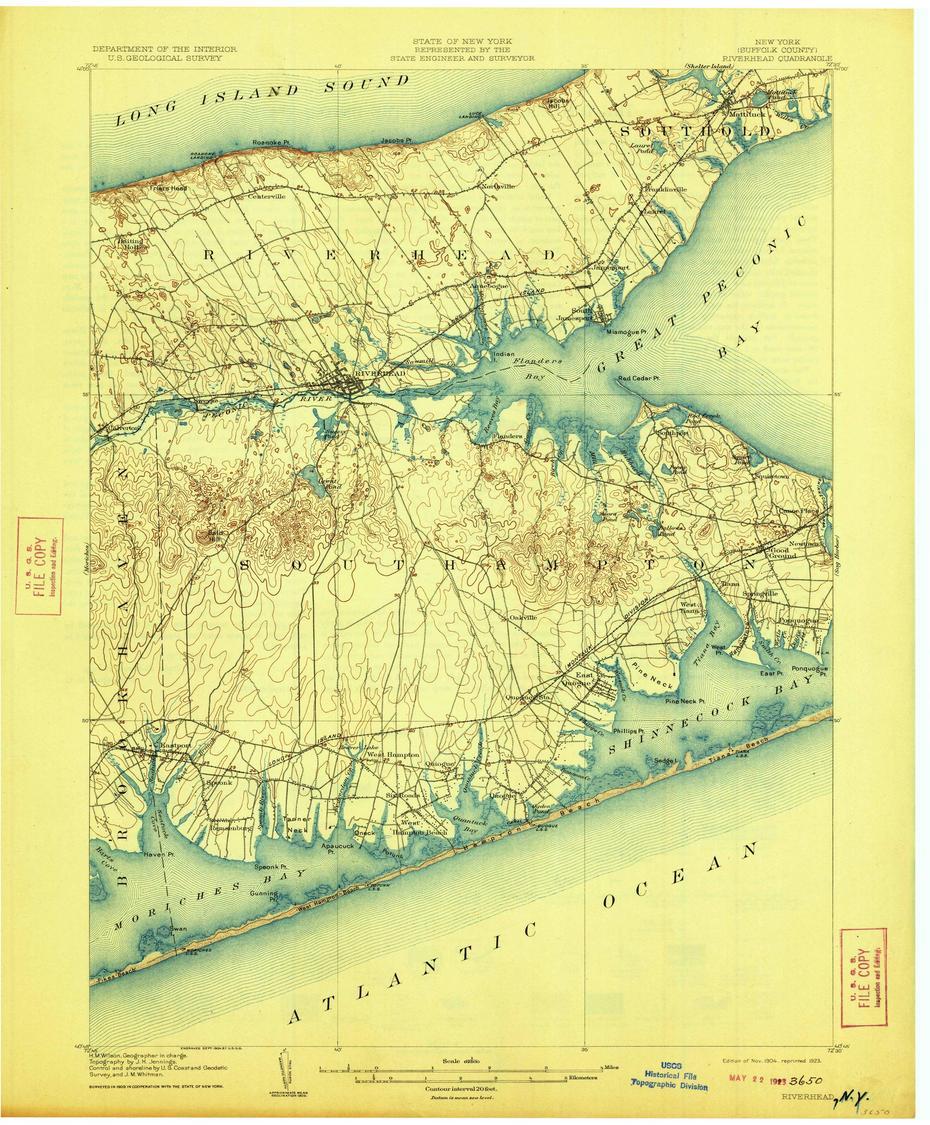 Riverhead, New York 1904 (1923) Usgs Old Topo Map 15X15 Quad – Old Maps, Riverhead, United States, Greenport Ny, Riverhead Forest