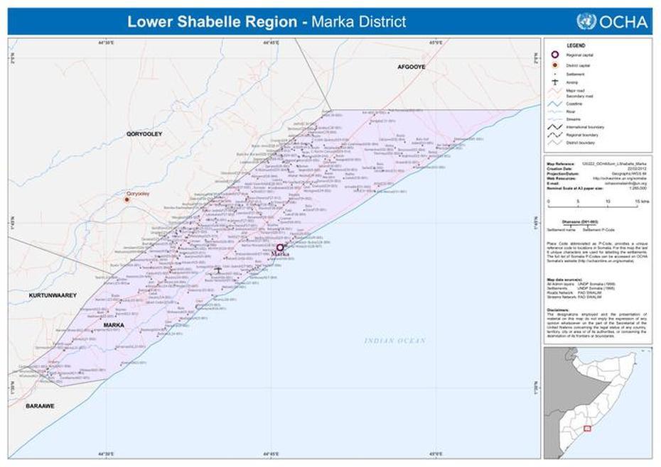 Somalia Reference Map – Marka District (22 Feb 2012) – Somalia | Reliefwe, Marka, Somalia, Kismayo  Airport, Somalia Ocean