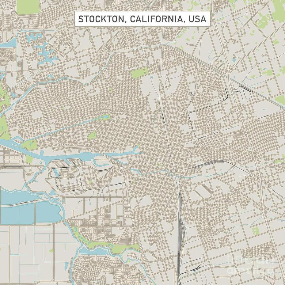 Stockton California Us City Street Map Digital Art By Frank Ramspott …, Stockton, United States, Downtown Stockton California, Stockton Iowa