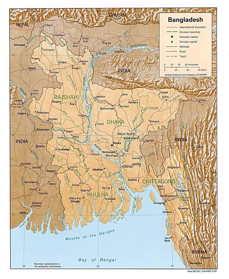 Bangladesh World, Bangladesh  With District, Relief , Hatibanda, Bangladesh