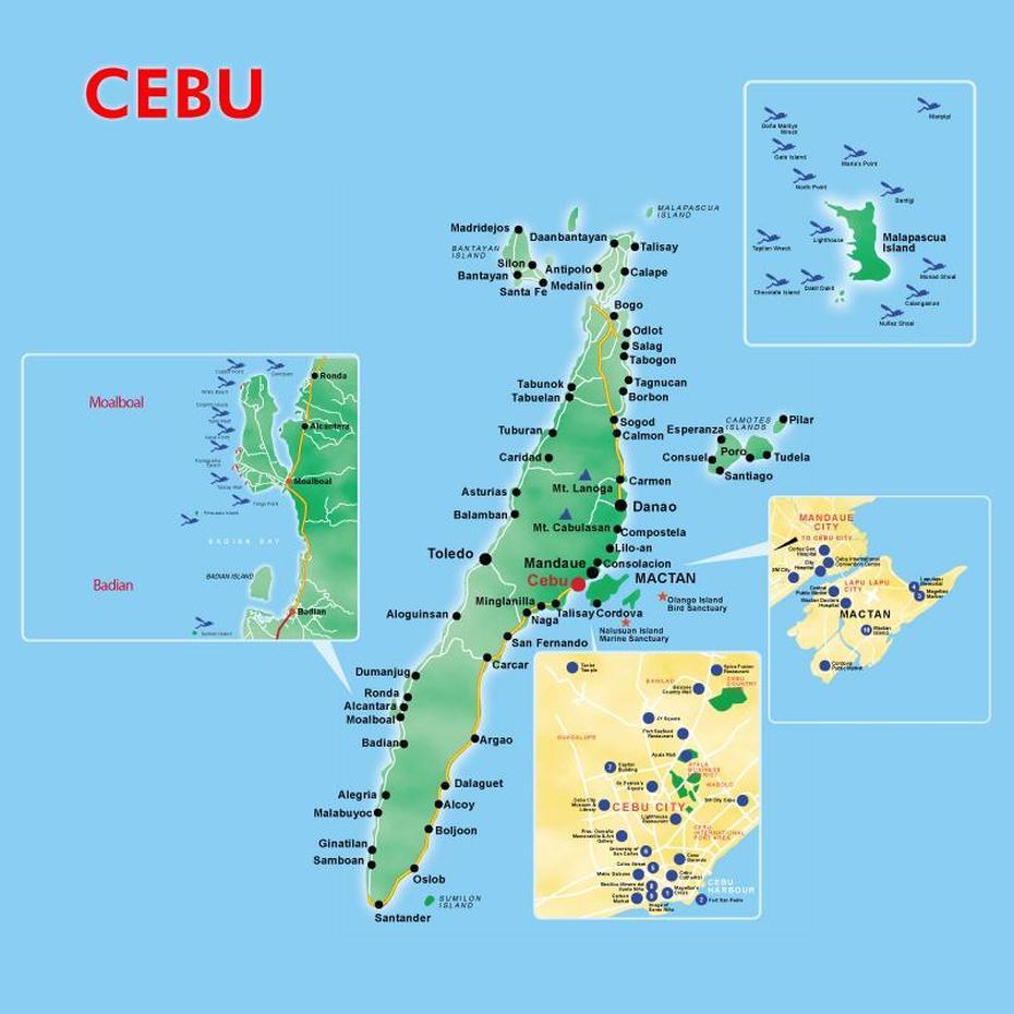 Cebu Map And Cebu Satellite Image, Cebu City, Philippines, South Cebu, Cebu Airport