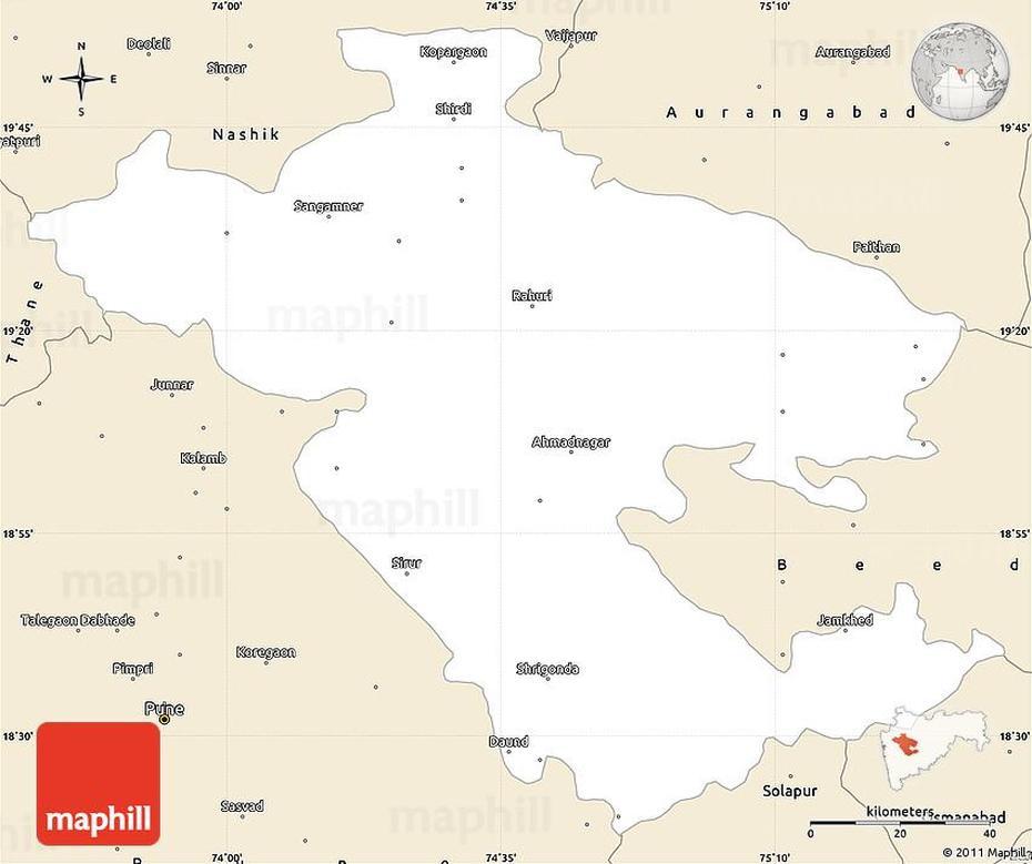 Classic Style Simple Map Of Ahmadnagar, Alamnagar, India, India  By State, Chennai India