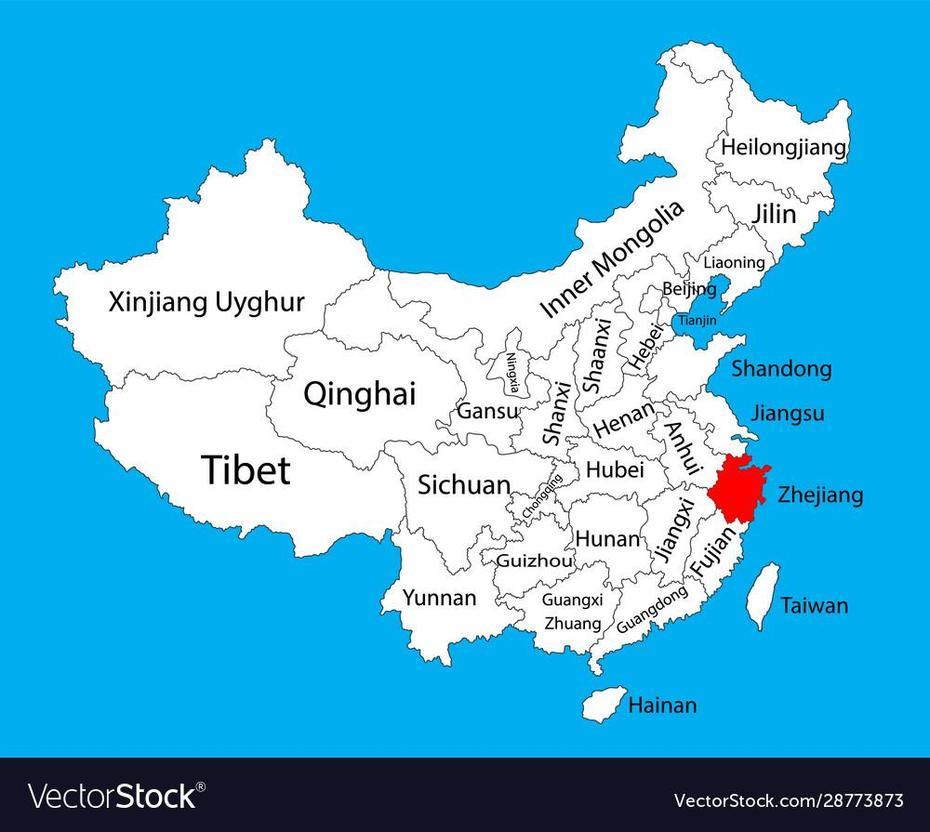 Hangzhou Province Map China Map Royalty Free Vector Image, Shangzhou, China, Zhejiang China, Hangzhou Port