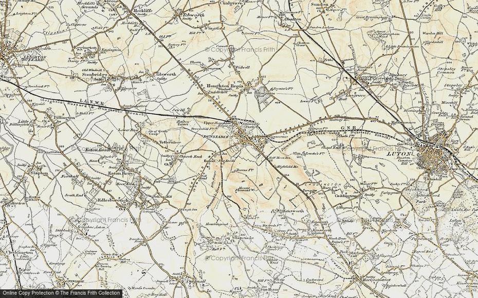 Historic Ordnance Survey Map Of Dunstable, 1898-1899, Dunstable, United Kingdom, Stratford Upon Avon Street, Street  Stratford Upon Avon Town Centre