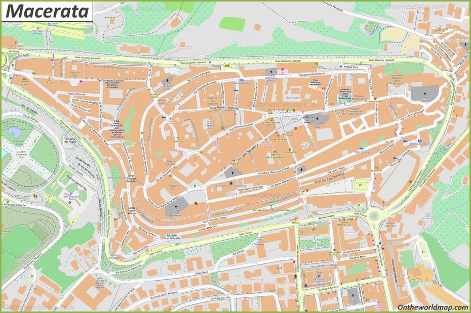 Macerata – Mappa Della Citta Vecchia, Macerata, Italy, Jesi Italy, Ancona Italy