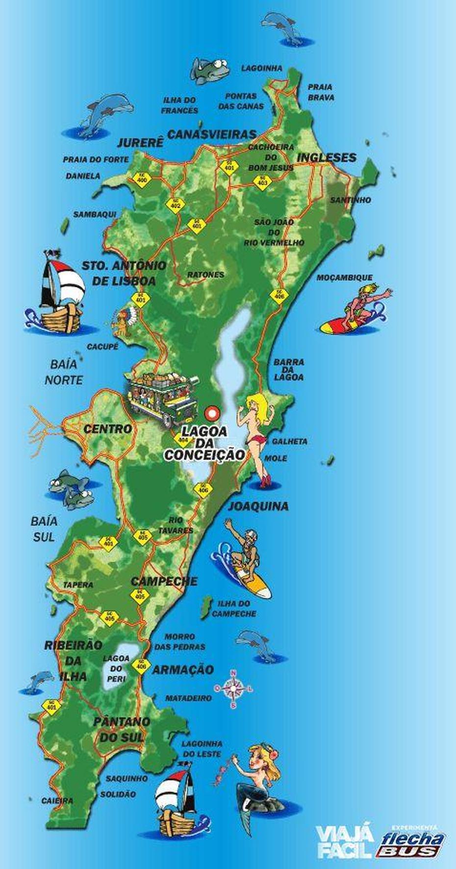 Mapa De Florianopolis – Brasil. | Mapa De Florianopolis, Praias De …, Florianópolis, Brazil, Floripa Brazil, Santos Brazil