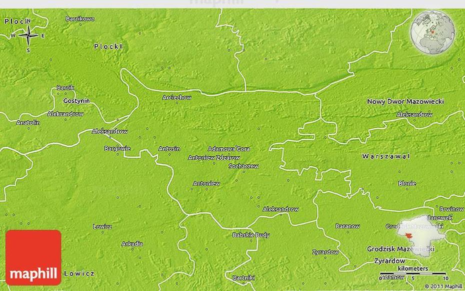 Physical 3D Map Of Sochaczew, Sochaczew, Poland, Ryn Poland, Tu Sochaczew