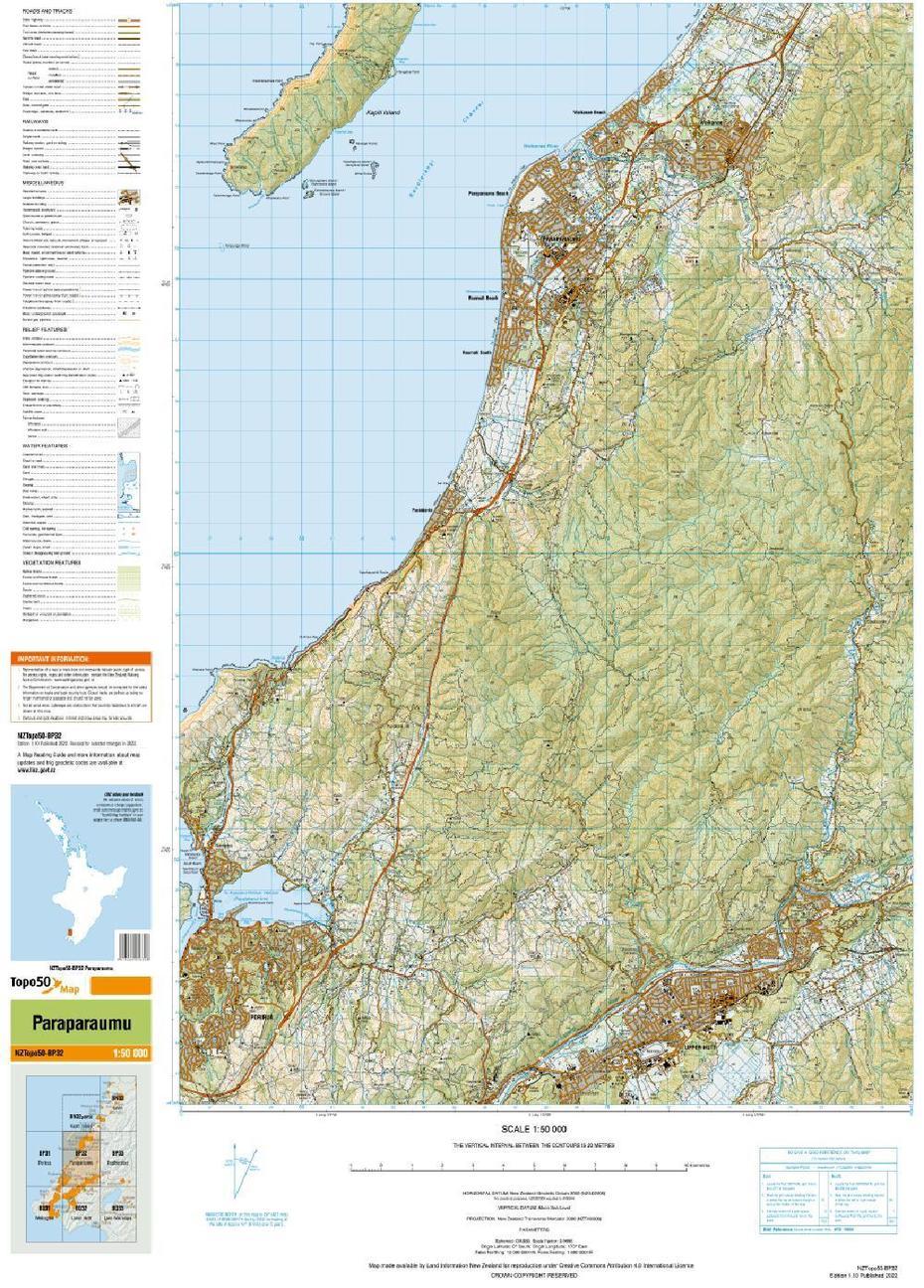 Topo50 Map: Bp32 – Paraparaumu | Toitu Te Whenua – Land Information New …, Paraparaumu, New Zealand, Beach New Zealand Scenery, North Island New Zealand Beaches