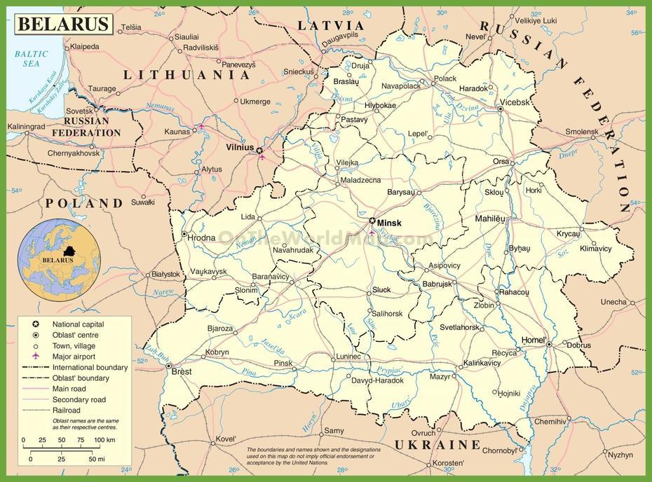Belarus Road Map, Dzyarzhynsk, Belarus, Belarus Europe, Belarus Geography