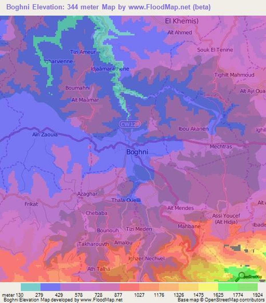 Bounouh, Ffs Boghni, Elevation , Boghni, Algeria