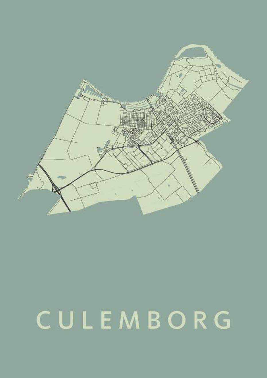 Culemborg Stadskaart – Olive Plattegrond Poster | Kunst In Kaart, Culemborg, Netherlands, Culemborg, Netherlands