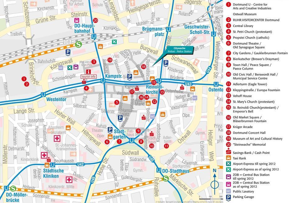 Dortmund Tourist Attractions Map, Dortmund, Germany, Dortmund Skyline, Solingen Germany