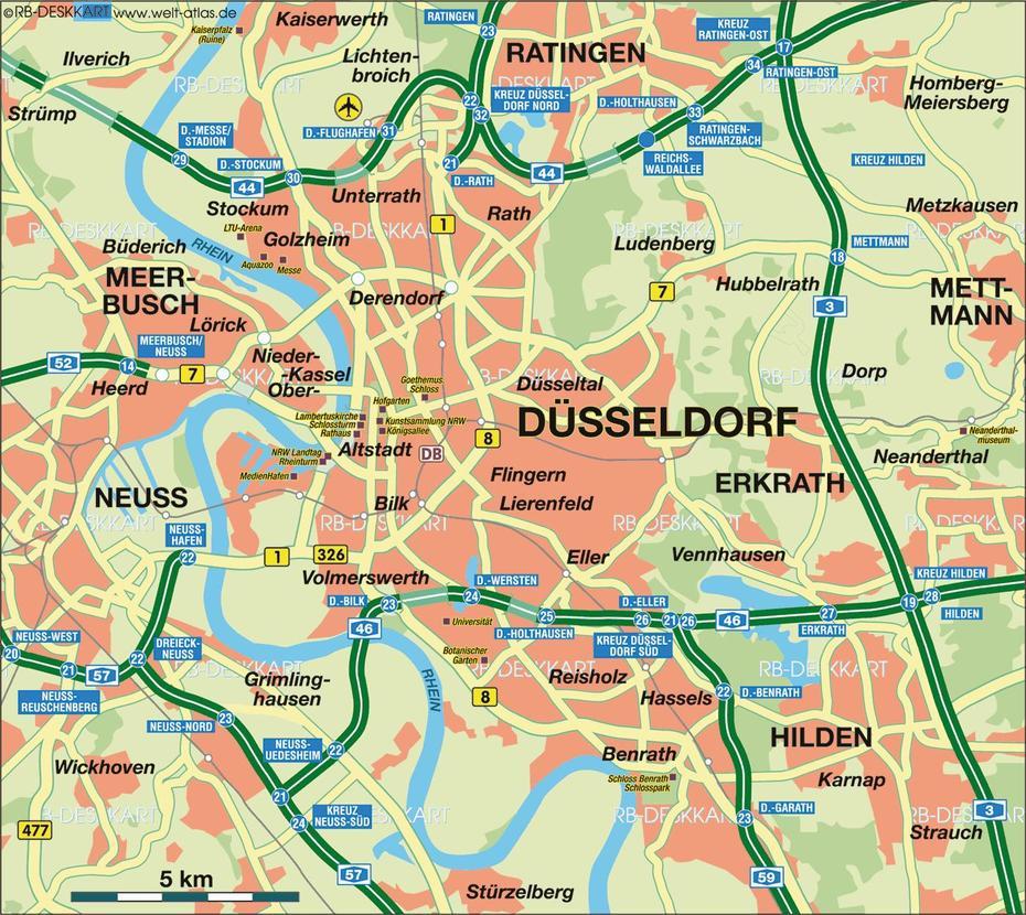 Dusseldorf Map, Düsseldorf, Germany, Dusseldorf City, Dusseldorf Germany City