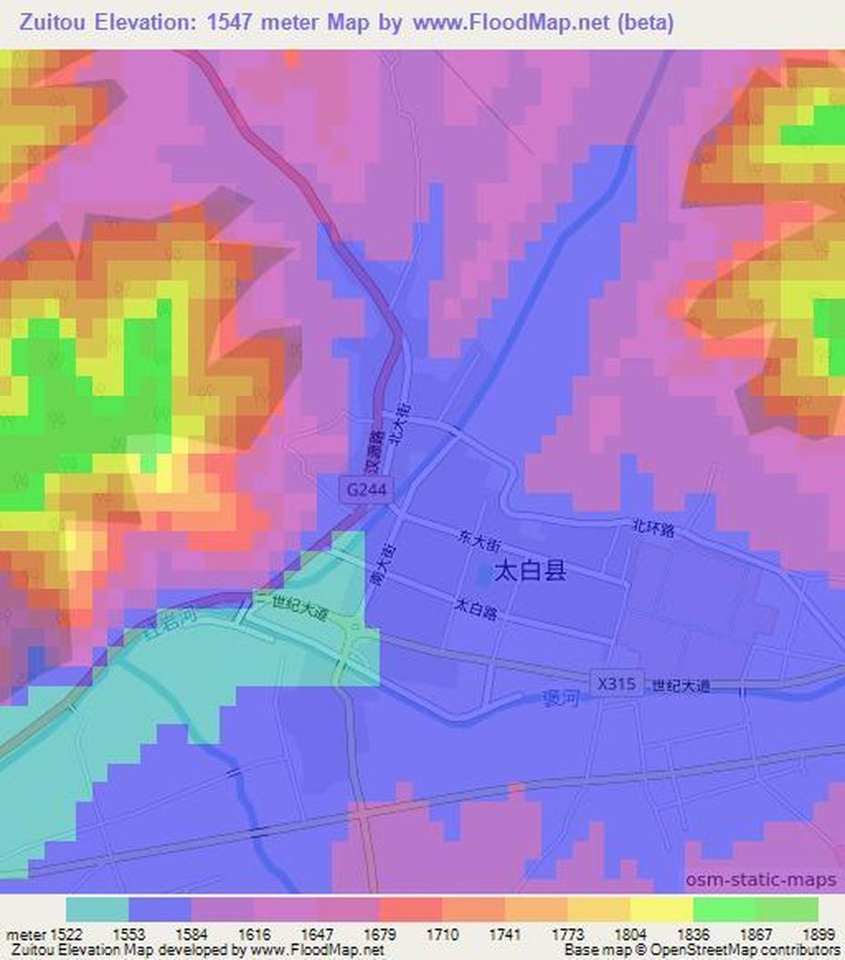 Elevation Of Zuitou,China Elevation Map, Topography, Contour, Zuitou, China, South China, China  Graphic