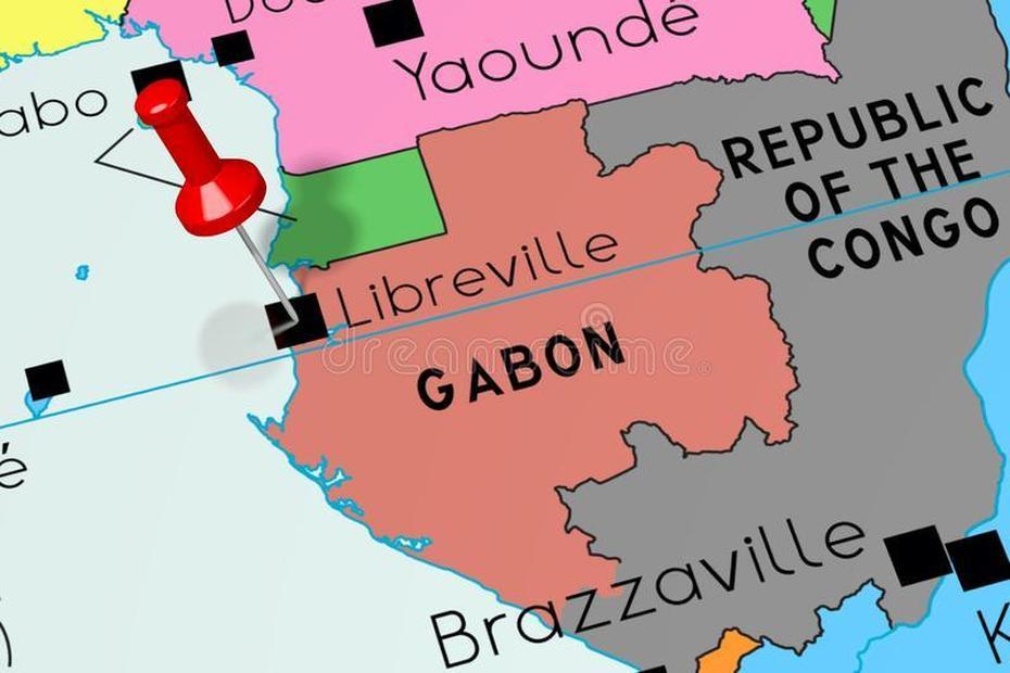 Gabon, Libreville – Capital City, Pinned On Political Map Stock …, Libreville, Gabon, Gabon Capital, Gabon Cities