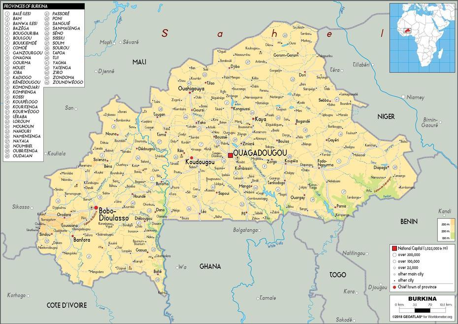 Large Size Physical Map Of Burkina Faso – Worldometer, Pô, Burkina Faso, Sham Shui Po, Po  Basin