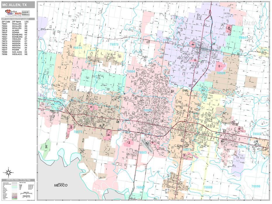 Mcallen Texas Wall Map (Premium Style) By Marketmaps, Mcallen, United States, Mcallen Tx, Mercedes Tx