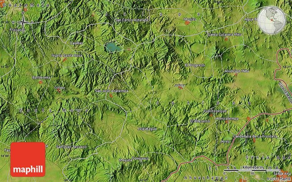 Satellite Map Of Santa Maria Ixhuatan, Santa María Ixhuatán, Guatemala, Guatemala Volcano, Santa Maria Tenerife