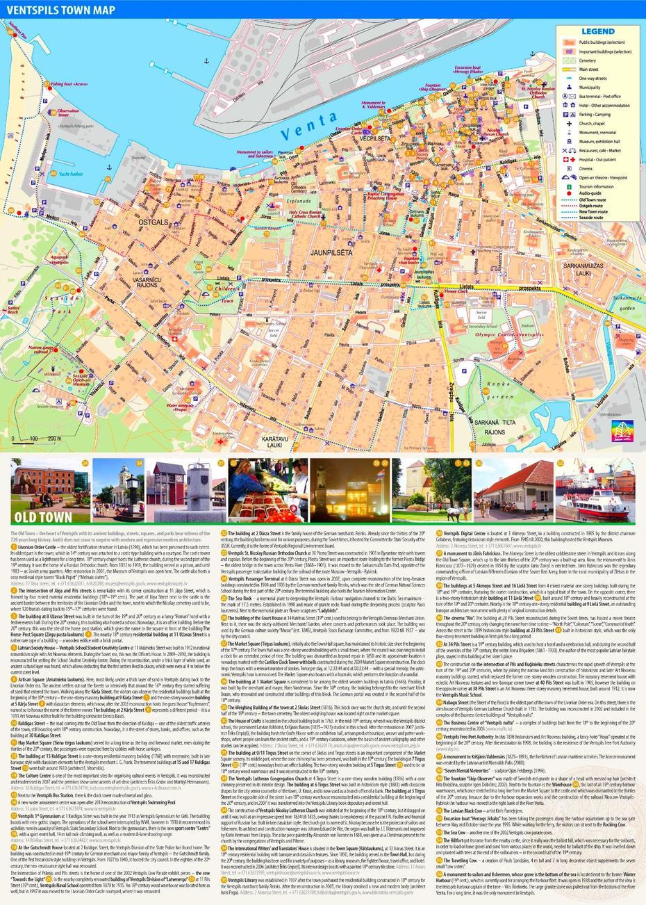 Ventspils Hotels And Sightseeings Map, Ventspils, Latvia, Latvia Sea, Latvia Cities