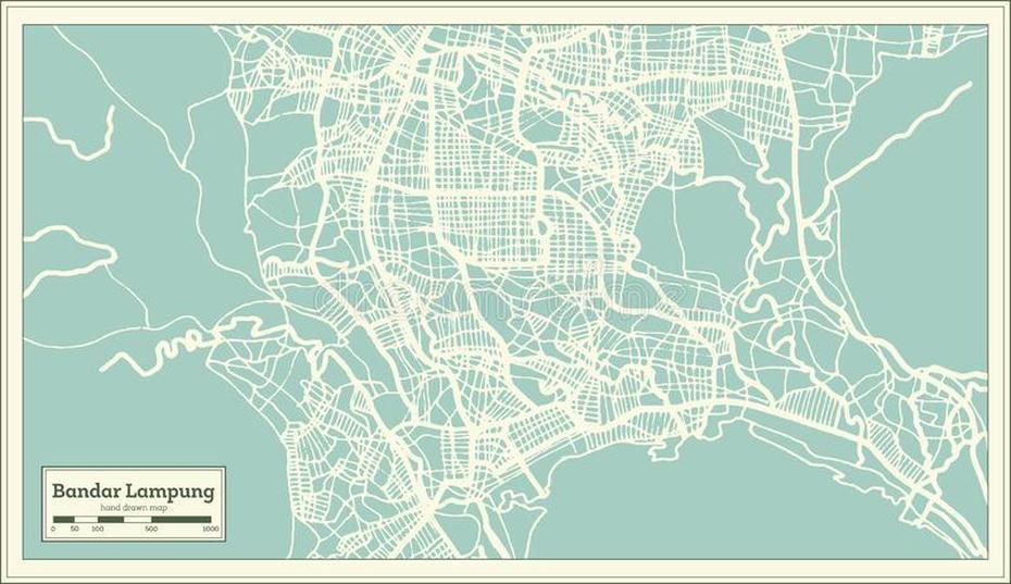 Bandar Lampung Indonesia City Map In Retro Style. Outline Map Stock …, Bandar Lampung, Indonesia, Universitas Bandar Lampung, Peta Bandar Lampung