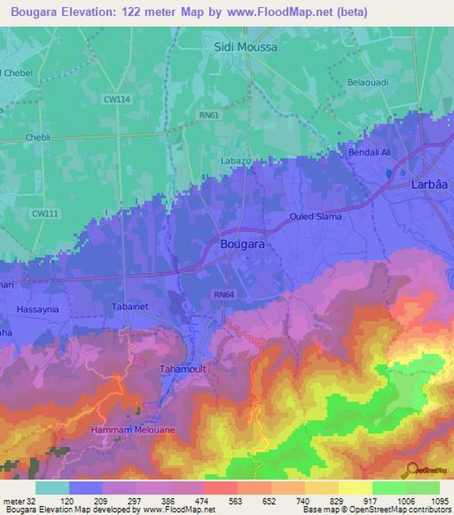Elevation Of Bougara,Algeria Elevation Map, Topography, Contour, Bougara, Algeria, Algeria Provinces, Algeria Flag