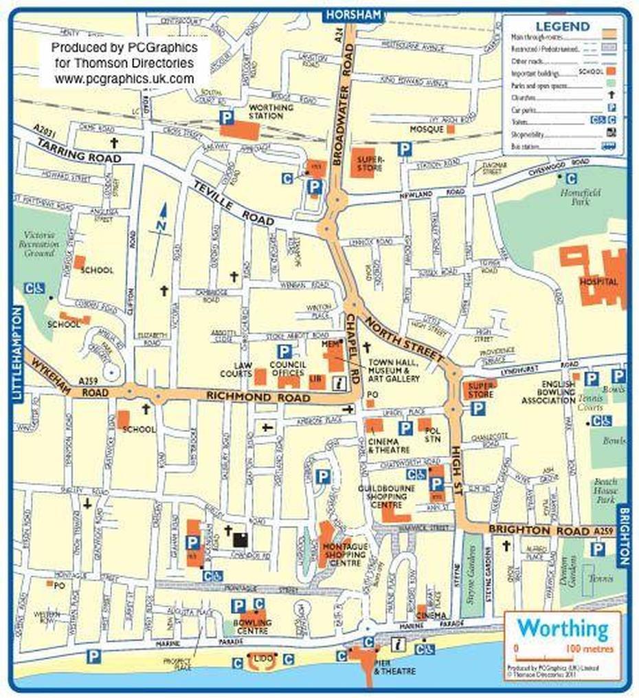 Map Of Worthing Created In 2011 For Thomson Directories. One Of …, Worthing, United Kingdom, Worthing Beach Uk, Worthing Sd