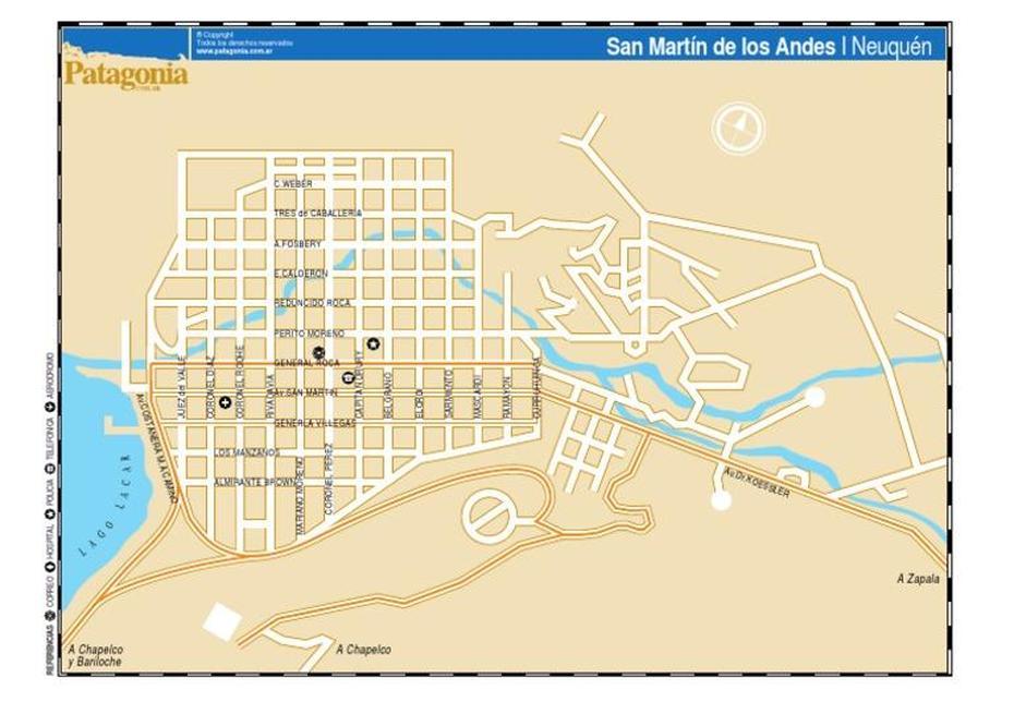 Mapa De San Martin De Los Andes, San Martín De Los Andes, Argentina, Los Andes Mendoza, Playa De San Martin