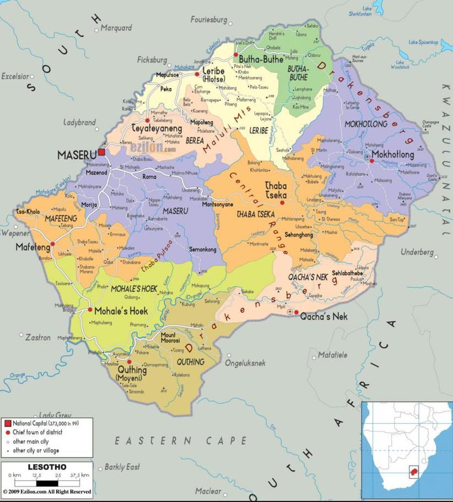 Maseru Map, Maseru, Lesotho, Lesotho Cities, Royal Palace Maseru