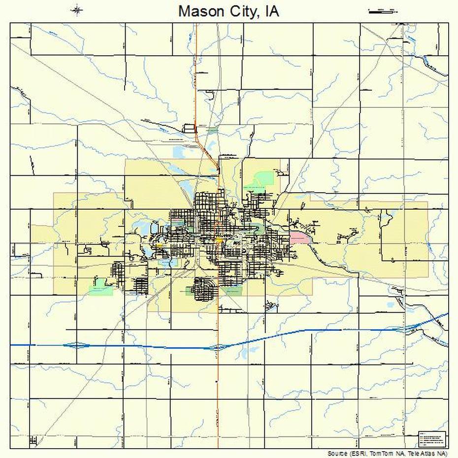 Mason City Iowa Street Map 1950160, Mason City, United States, Eua, Large Us  With Cities