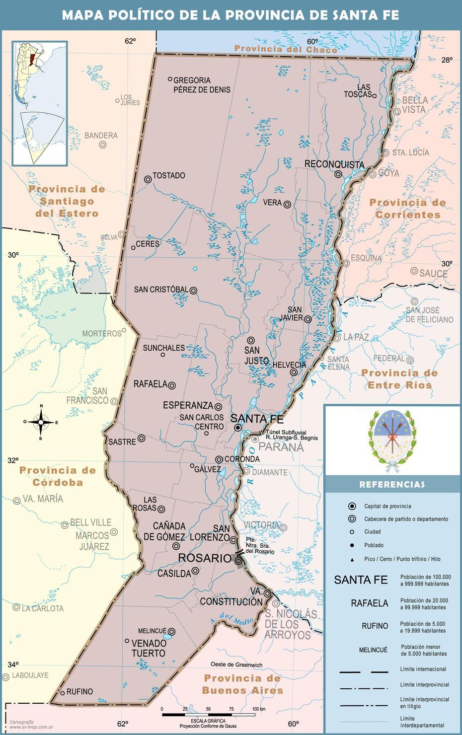 Political Map Of The Province Of Santa Fe, Argentina | Gifex, Santa Fe, Argentina, Of Santa Fe, Rosario