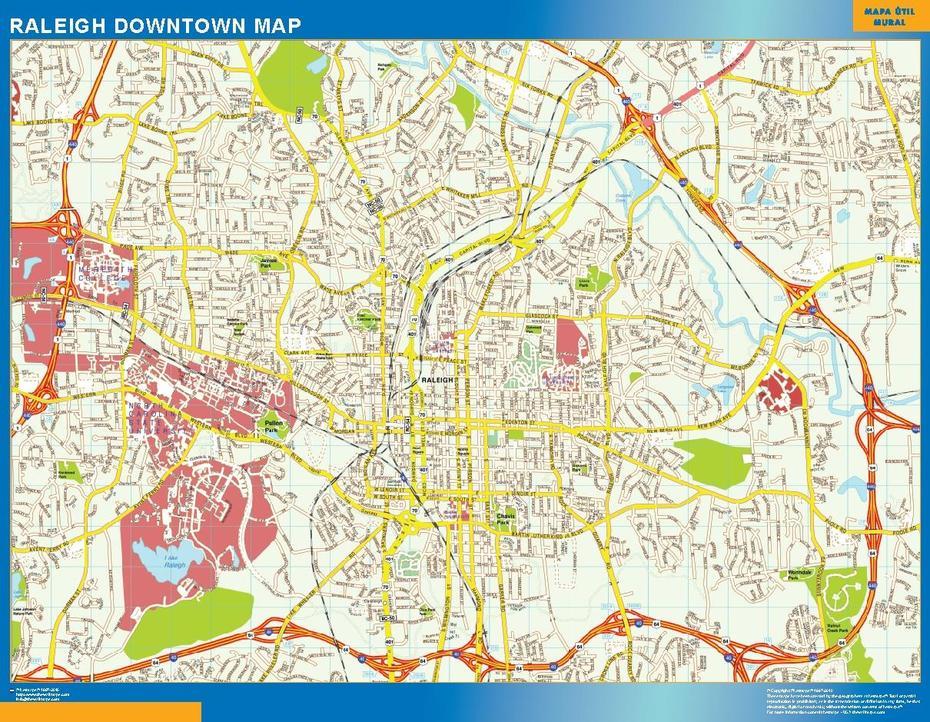 Raleigh Downtown Map | Wall Maps Of Countries For Europe, Raleigh, United States, Largest Cities In  North Carolina, North Carolina Capital